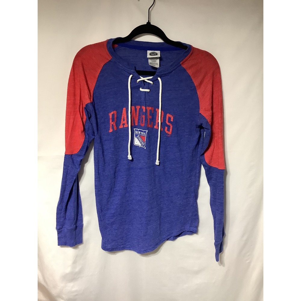 New York Rangers NHL Lace Up‎ Long Sleeve T-Shirt Womens